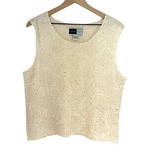 Rhonda Stark Sparkly Neutral Knit Casual Top Shirt Size XL